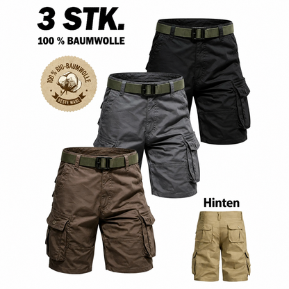 Leichte‑Cargo‑Shorts für Männer mit Gürtel und praktischen Taschen
