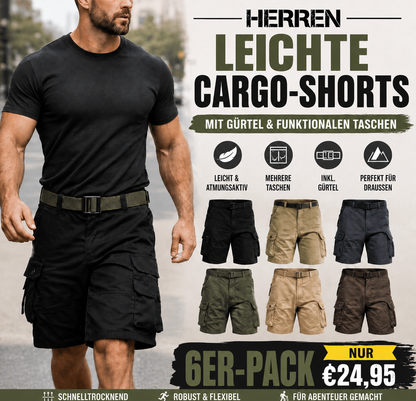Leichte‑Cargo‑Shorts für Männer mit Gürtel und praktischen Taschen