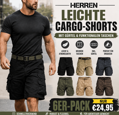 Leichte‑Cargo‑Shorts für Männer mit Gürtel und praktischen Taschen