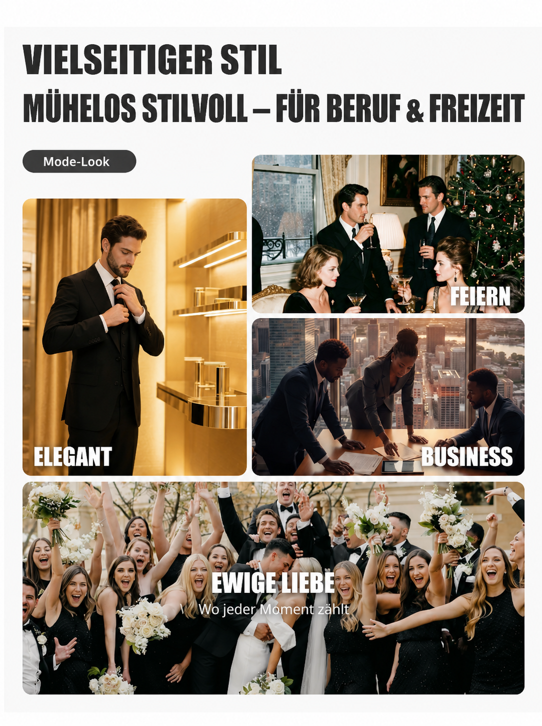 🔥Ausverkauf, begrenzter Lagerbestand 🔥 Herren‑Anzug mit Weste und Krawatte