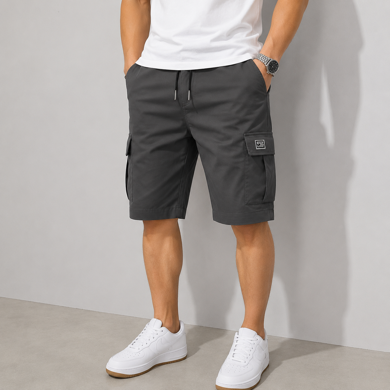 Herren‑Cargoshorts mit Taschen und Kordelzug