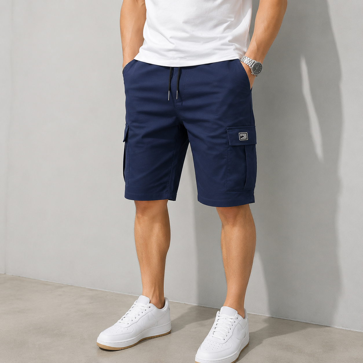 Herren‑Cargoshorts mit Taschen und Kordelzug